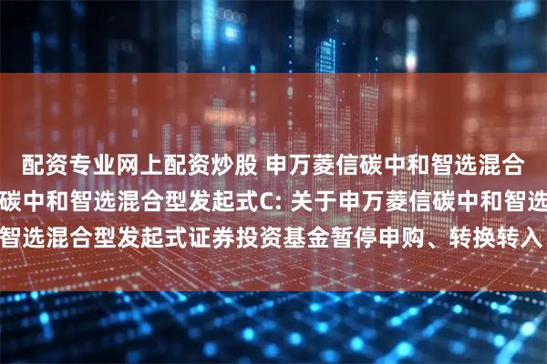 配资专业网上配资炒股 申万菱信碳中和智选混合型发起式A,申万菱信碳中和智选混合型发起式C: 关于申万菱信碳中和智选混合型发起式证券投资基金暂停申购、转换转入、定期定额投资的公告